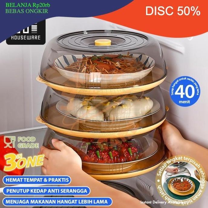 Tudung Saji Susun Rak Penutup Makanan Akrilik Wadah Penutup Makanan