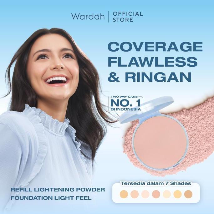 HEMAT WARDAH Refill TWC Lightening Powder Foundation Light Feel 12g Two Way Cake Bedak Padat Ringan 