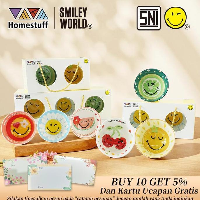 [Pilihan Halal] HOMESTUFF x SmileyWorld / Hampers Mangkok Set SmileyWorld / Motif SmileyWorld lucu /