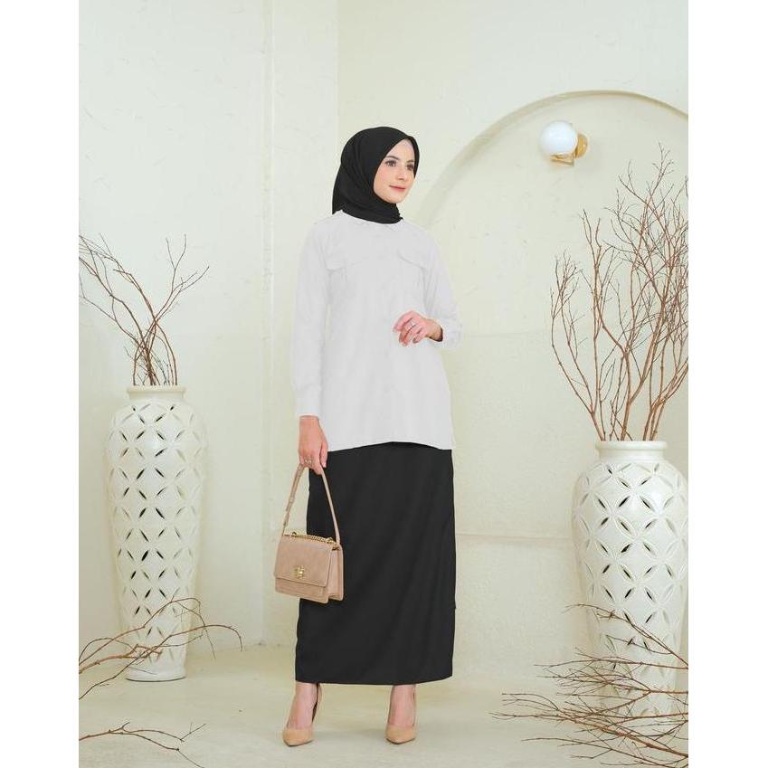 Setelan Seragam Guru PNS PDH Kombinasi Hitam Putih Bahan Toyobo Premium Fathia Series Katun Setelan 