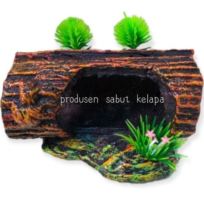 HIASAN AQUARIUM RUMAH IKAN POKOL KAYU BOLONG HIASAN