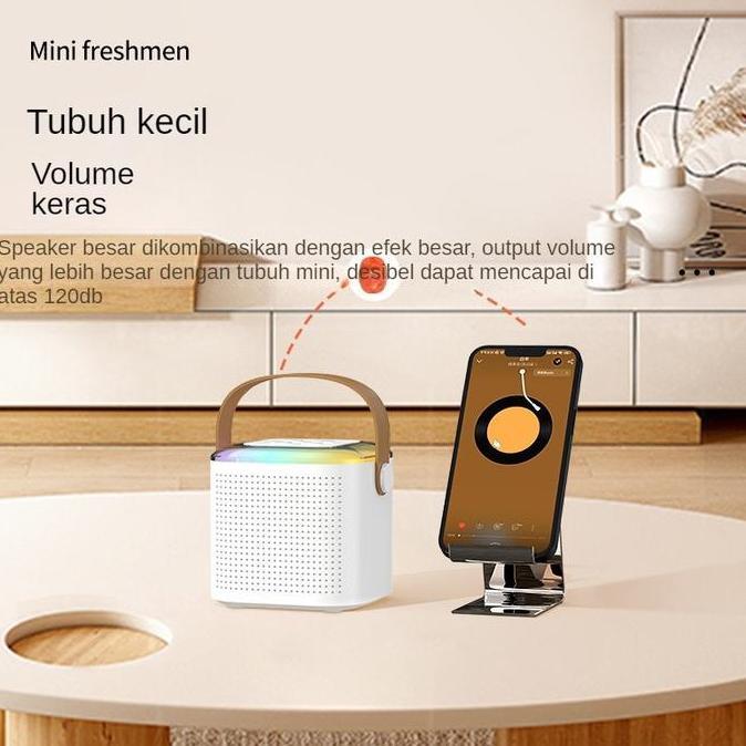 PPlus Portable Wireless Bluetooth Speaker 1Mic 1 Set Karaoke Speaker Cute Wireless Outdoor KTV Mesin