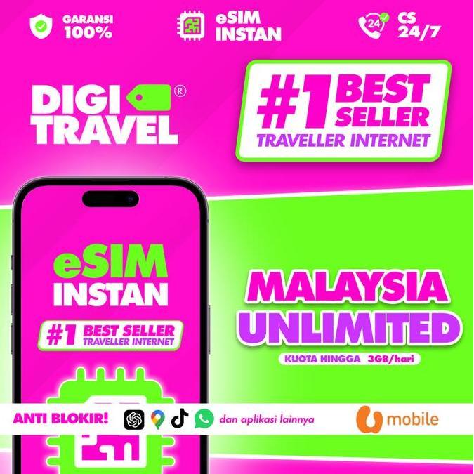 Card - Esim Malaysia Penang Kuala Lumpur Johor Unlimited Data Internet Travel Roaming | Digitravel E