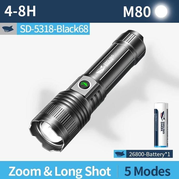 Senter SmilingShark SD5318 Smiling Shark SD 5318 M80 Waterproof Zoom
