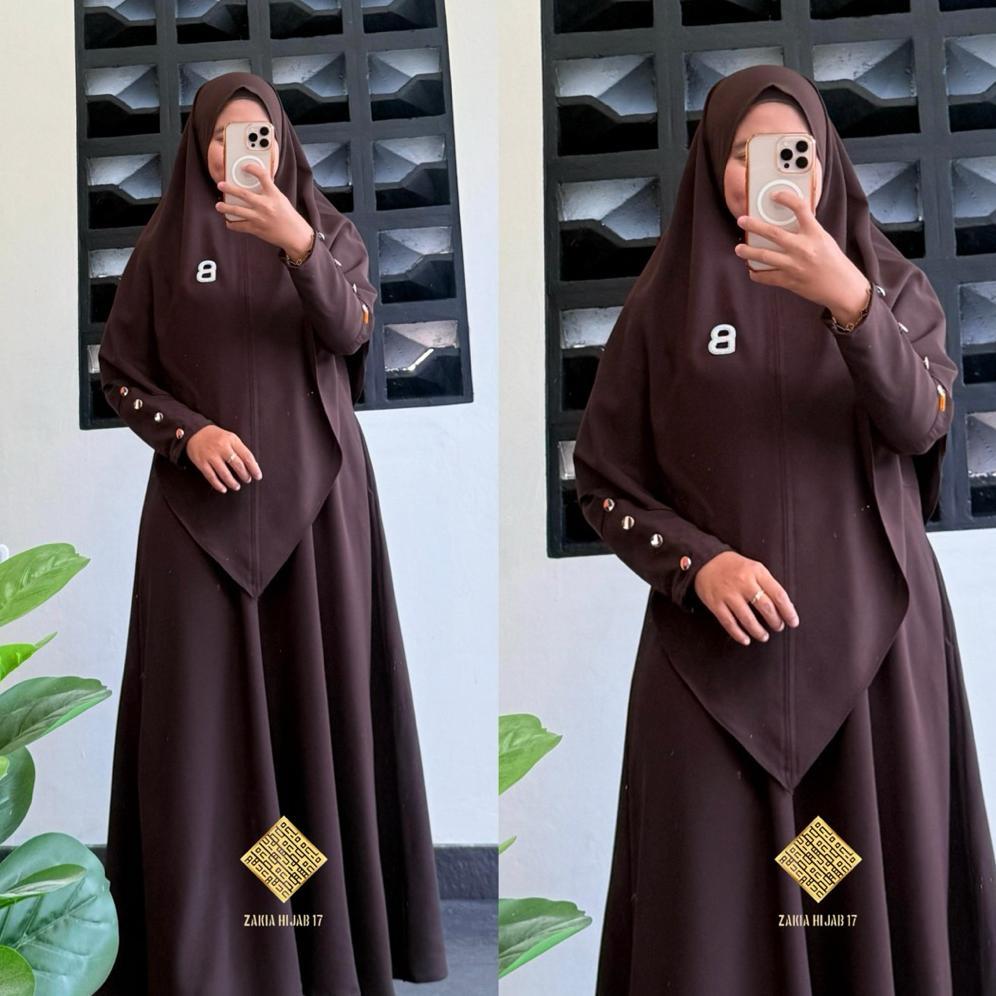 Terbaru Abaya Gamis Zakiah Set Syar'i Anti UV Model Elegan Polos Baju Pengajian Seragaman