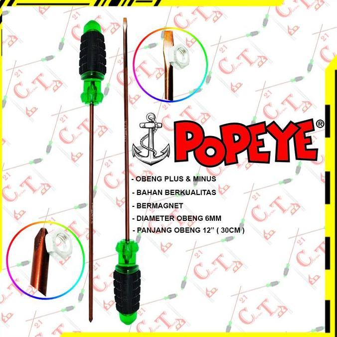 Hnds- Obeng Plus Minus-Obeng Magnet-Obeng Panjang Popeye 12 Inch