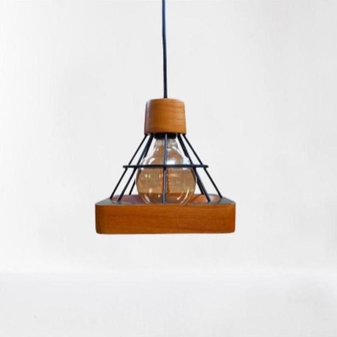 Kap Lampu Gantung Minimalis Retro Vintage Kayu Bulat Lampu Gantung Lampu Estetik Lampu Gantung Kayu 