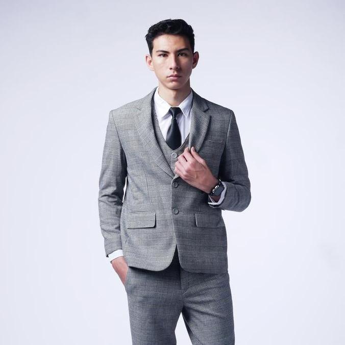 Mubeng Elegant Jas Slimfit Plaid Grey