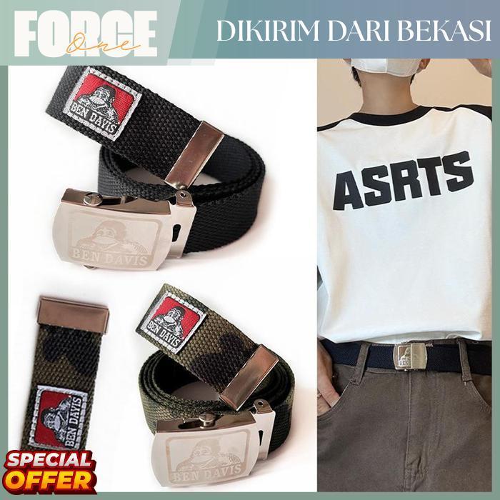 Force One Sabuk Kanvas Pria Wanita Vintage Retro Japanese Style Ikat Pinggang Canvas Otomatis Sabuk 