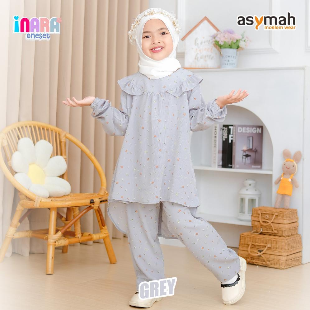 ASYMAH BAJU DAILY ANAK USIA 1-10 TH INARA ONESET WARNA GREY MURAH