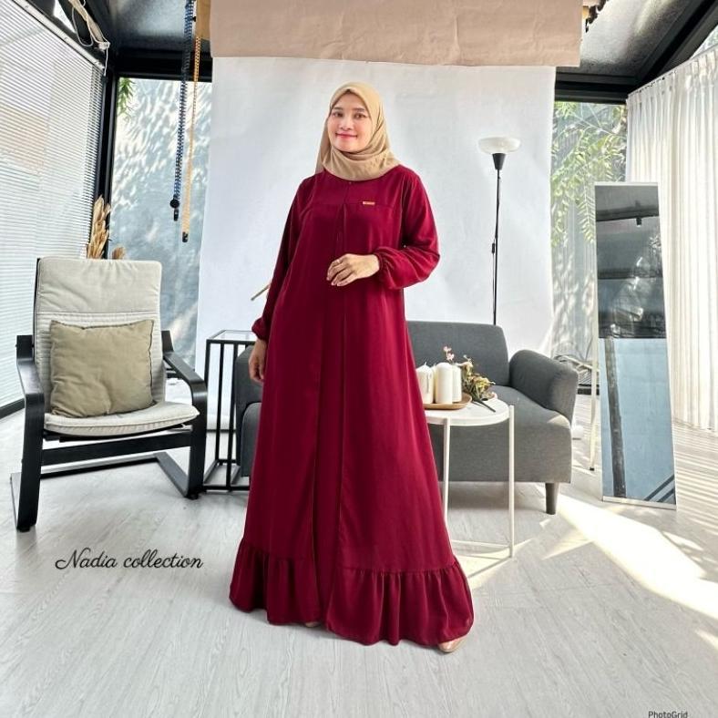 GARANSI Gamis Ceruty Outer Full Puring Ukuran Ld 100-120cm