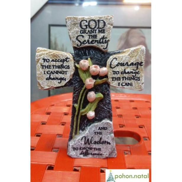 SALIB DOA SERENITY PRAYER TULIP RESIN DUDUK MEJA DEKORASI ROHANI HADIAH KADO MURAH