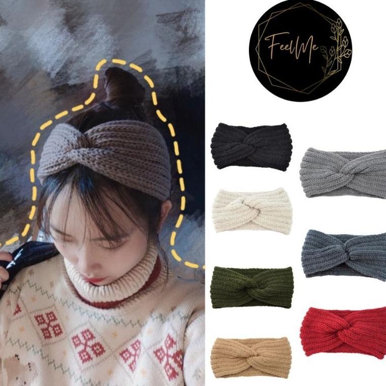 Feelme Kk-237 Premium Bandana Rajut Twist Headband Turban Instan Bando Earmuff