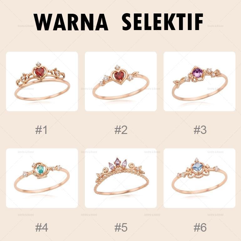 HEMAT Cincin Disney Princess Ring Wanita Cincin Batu Permata Mutiara Berlian Kristal Berwarna Adjust