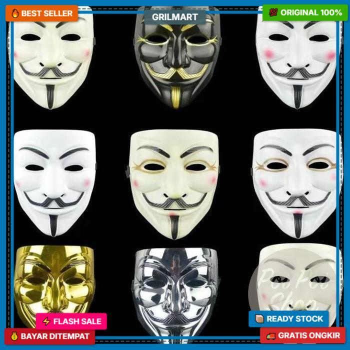 Topeng Hacker Vendetta V Anonymous Anonim Halloween Seram Rumah Hantu Kostum Halloween Prank Cosplay