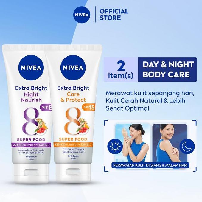 NIVEA Body Serum Extra Bright Day & Night - NIVEA Body Serum Extra Bright Care & Protect SPF 15 180m