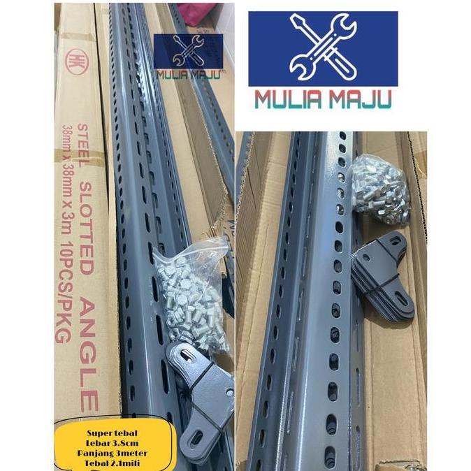 Rak Siku Lubang Tebal 2.1mili  BesiSiku Lubang Tebal 2.1mm per batang 3meter