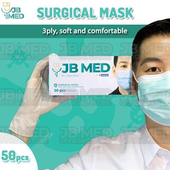 [ New ] JB MED Surgical Mask - Masker Medis 3 ply (1 Box @50 Pcs)