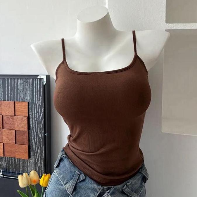 Tanktop Tali Kecil Wanita (Tanpa Cup Busa / Bra) Bahan Kaos Tali Spaghetti
