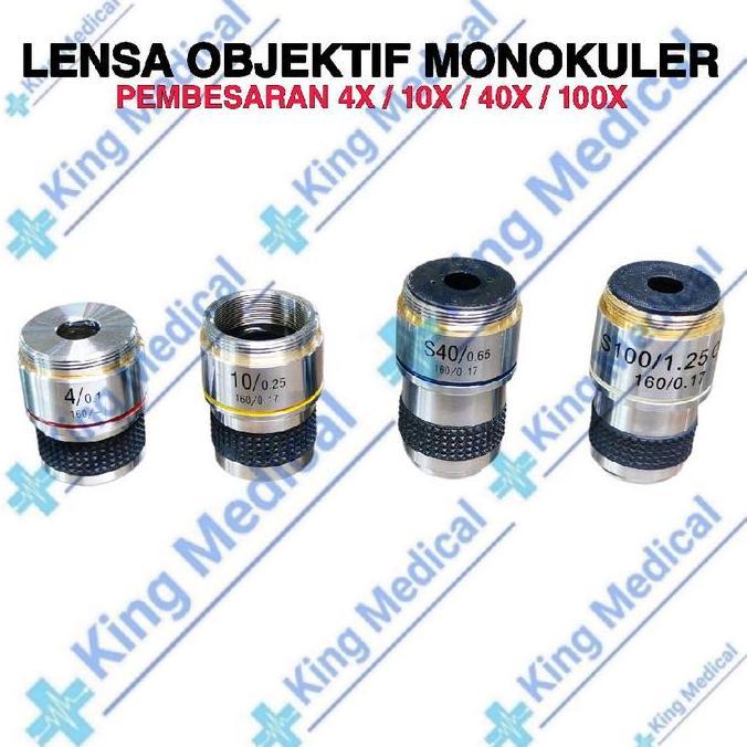 Lensa Objektif 4x/10x/40x/100x Mikroskop Microscope Monokuler [terbaik]