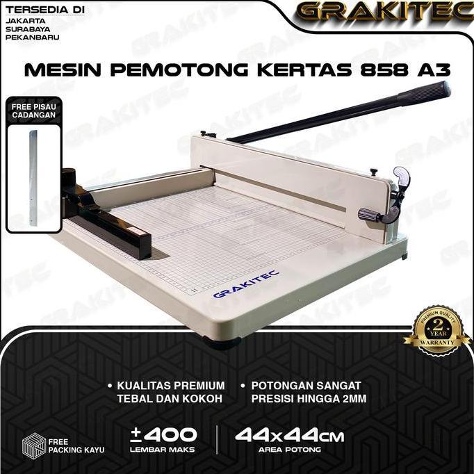 (Best) Mesin Pemotong Kertas Grakitec 1 rim Tipe A3 858s Kualitas Super Premium Tersedia Di Pulau Ja