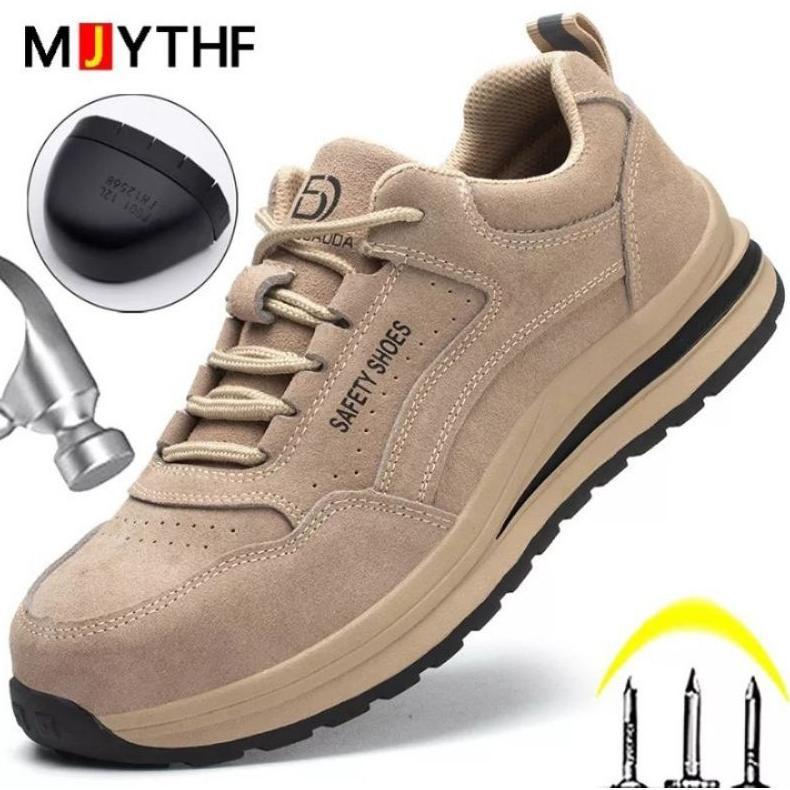 Gratis Ongkir Sepatu Safety Casual Pria Dan Wanita Ujung Besi Bahan Kulit Sapi Asli