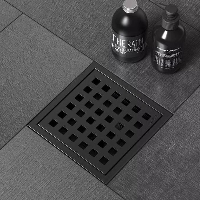 Saringan Got Stainless Tebal Segi Kotak Hitam Silver Floor Drain Kamar