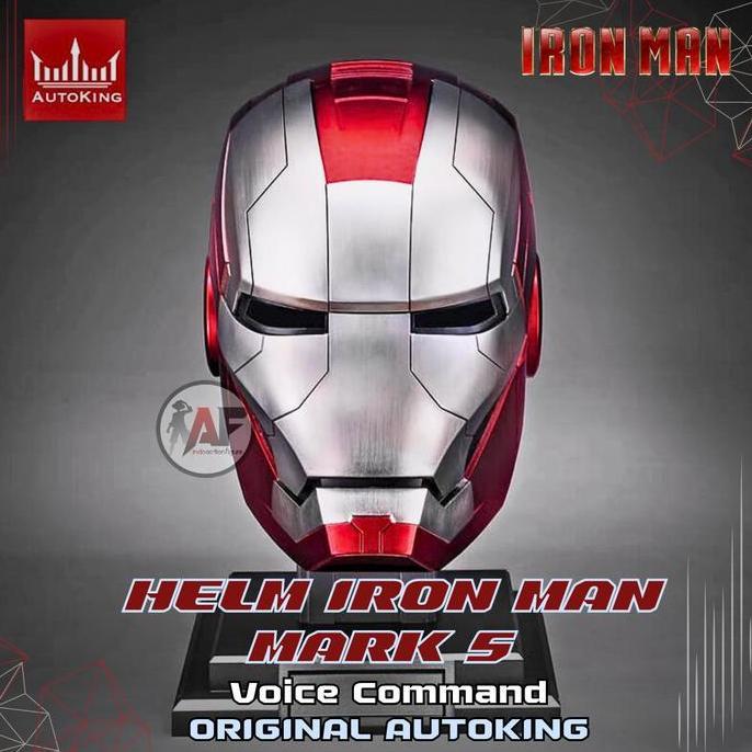 mainan - Iron Man Helmet 1:1 Mark 5 Voice Command Original AutoKing & Mark 50 Original Mechahead Mec