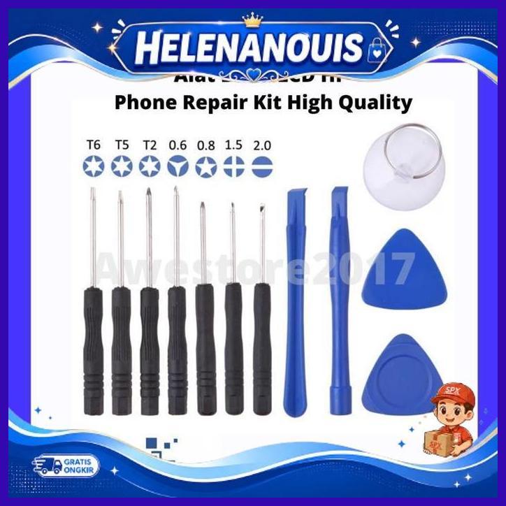 12 Pcs Alat Buka Lcd Hp Bongkar Layar Service Iphone Android Obeng Set Servis New Sale