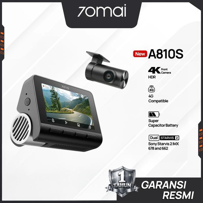 70MAI DASH CAM A810S SET 4K 4G WIFI 6 GPS KAMERA DEPAN BELAKANG NIGHT VISION HDR PARKIR 24 JAM ANTI 