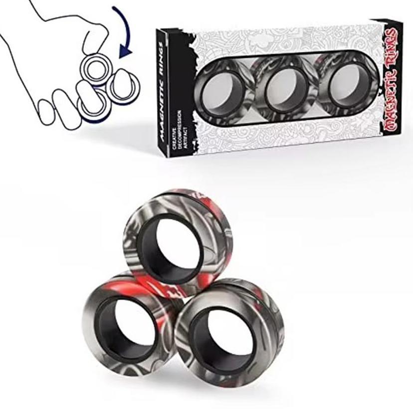 Fast Delivery 3Pcs Finger Fidget Spinner Ring Magnet Anti Stress / Mainan Anak Magnetic Fidget Spinn