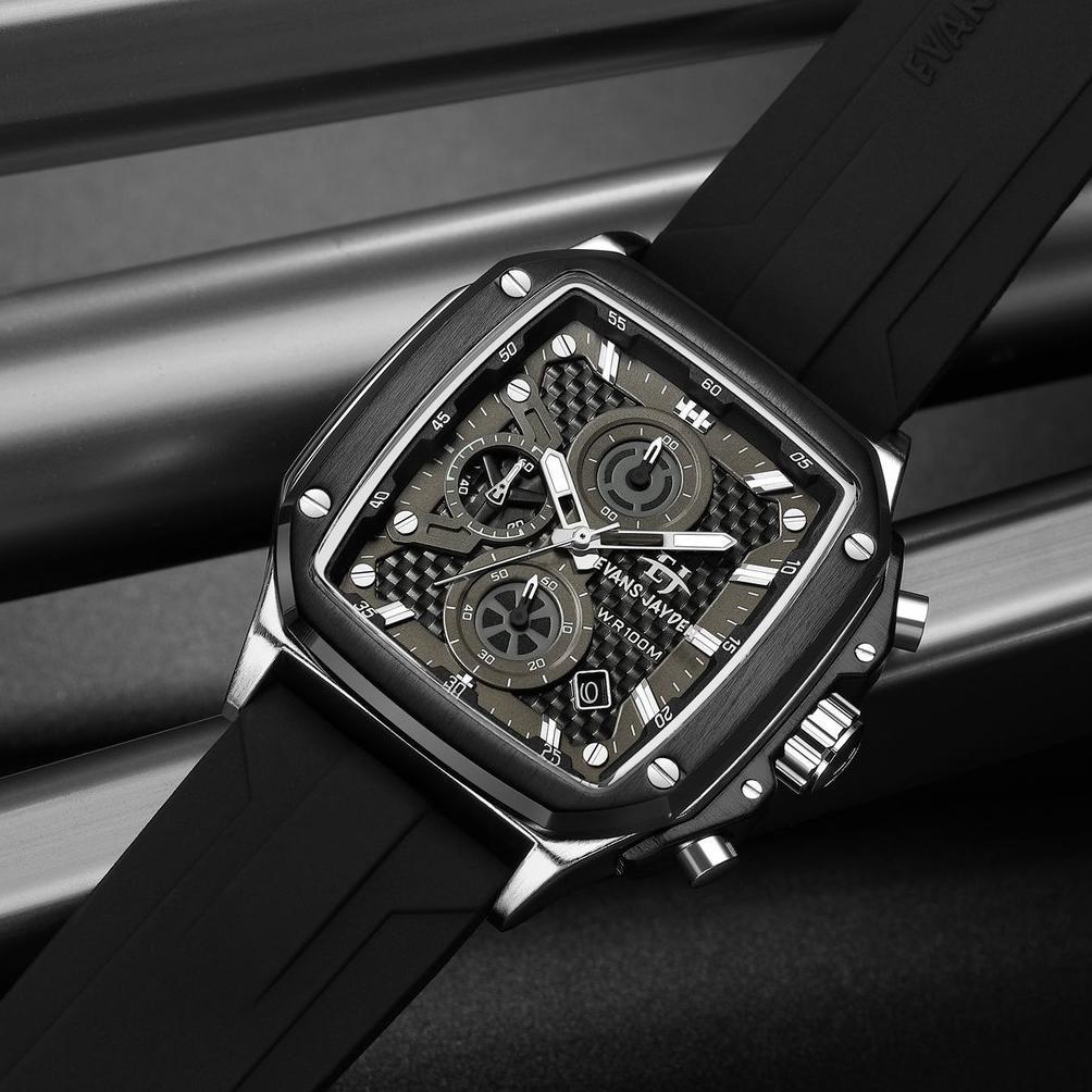 FAVORIT [ DISKON ]  Evans Jayden Jam Tangan Pria 9580 Rubber Silicon Kaca Safir 10 ATM
