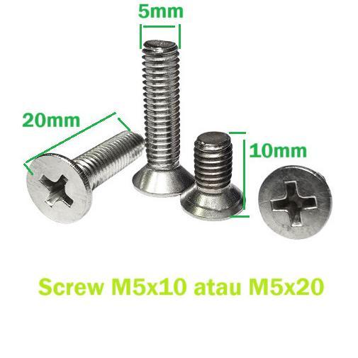 BAUD SCREW METAL M5X10 M5X20 M5 5MM 10MM 20MM OBENG PLUS PUTIH AS27