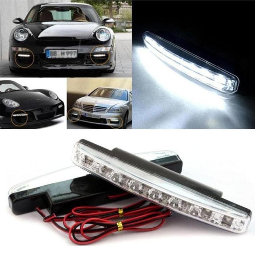 Cash Back Lampu Fog Lamp Daytime Running Light Drl Mobil 8 Led 6000K 12V 1Pcs