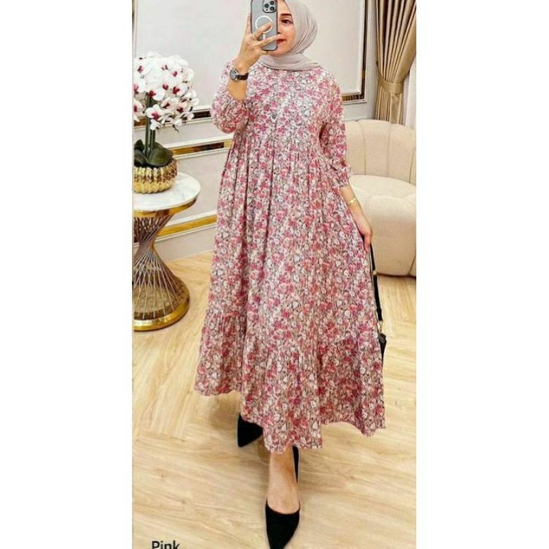 Cuci Gudang Ellisa Dress Rayon Premium / Royya Dress  / Gamis Rayon Premium / Midi Dress Rayon Premi
