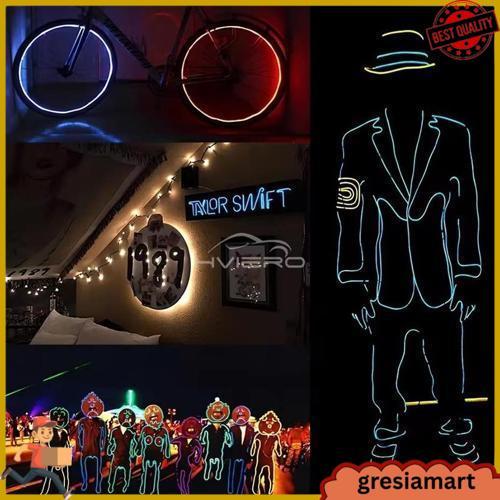 2M/5M El Wire Led Strip Neon Flexible + Inverter Sirip Usb/Batre - Lampu Tepi Mobil, Dekorasi Kamar 