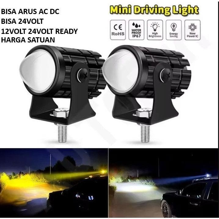 Premium Lampu Tembak Sorot Mini 2 Warna Ac Dc Motor Mobil Truk Super Bright