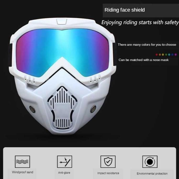 ZEFARADILA - BOLLFO KACAMATA GOGGLES + MASKER PUTIH MASK HELM MOTOR GOGGLE SPORT SKI GOGLE GOOGLE TO