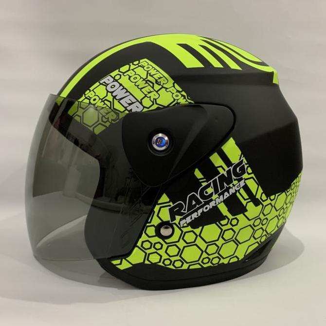 Helm Evo Nouvo Power Racing Kuning Doff Helm Dewasa SNI