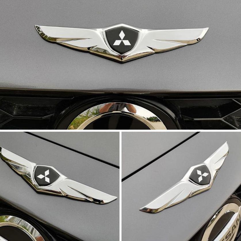Original Emblem Mobil Mitsubishi Logo Chrome Dengan Wing / Logo Mitsubishi Sayap Timbul 3D / Emblem 