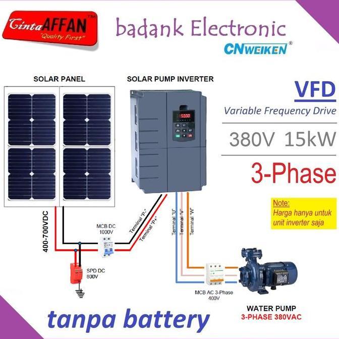 SOLAR WATER PUMP INVERTER 3-PHASE 15KW 20HP 32A OUTPUT 380VAC VFD BE27