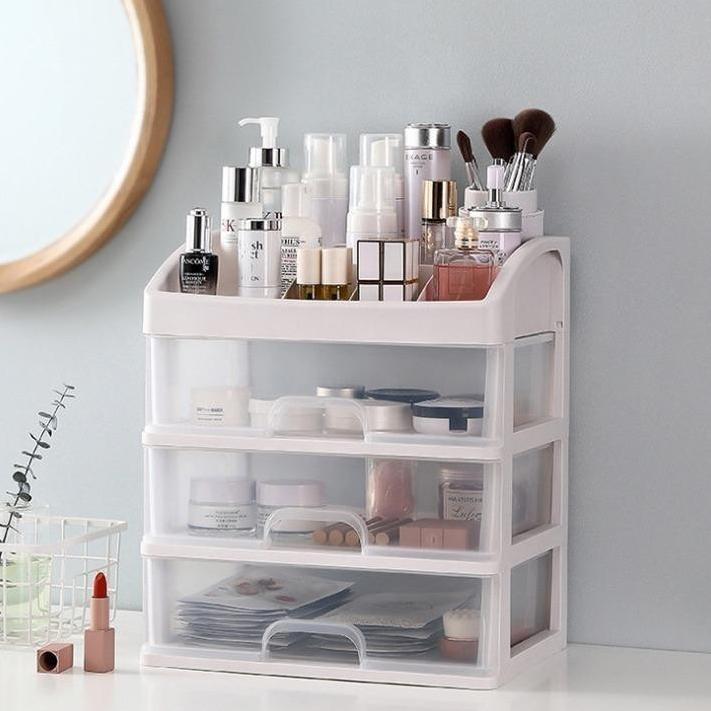 GARANSI RAK KOSMETIK UNTUK MENYIMPAN MAKE UP DAN SKINCARE | RAK KOSMETIK 3 LACI [DV]