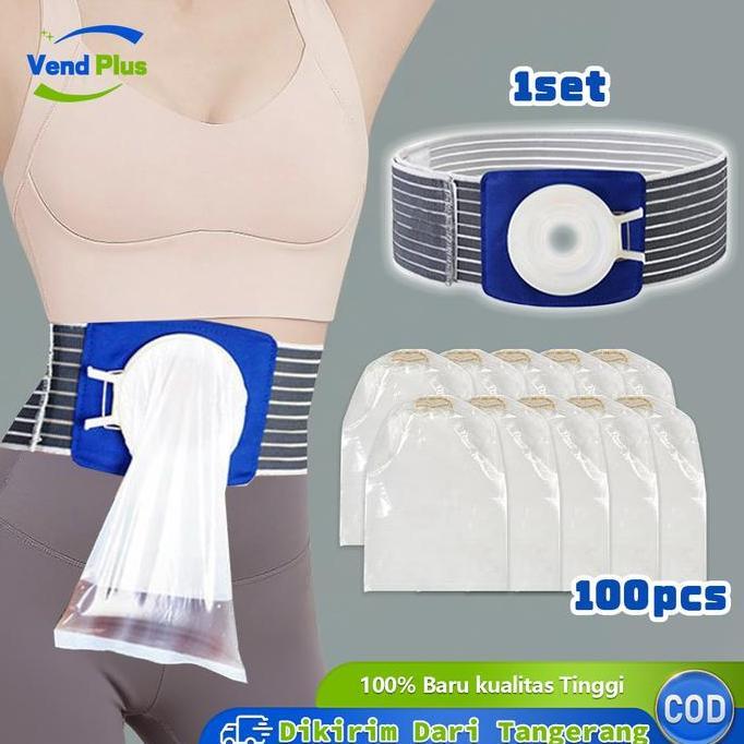 100PCS SABUK COLOSTOMY BAG OSTOMY BAG DEWASA ADJUSTABLE KOLOSTOMI BAG KANTONG COLOSTOMY STOMA BAG SP