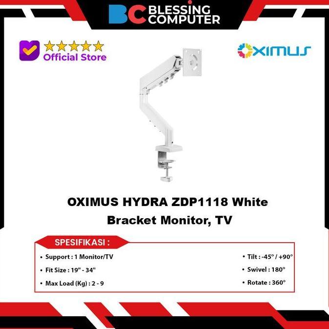 SUPER DEAL - OXIMUS HYDRA ZDP1118 White Bracket Monitor, TV