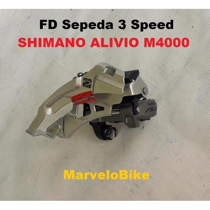 FD Front Derailleur Sepeda 3 Speed Tarikan Atas Bawah SHIMANO ALIVIO M4000