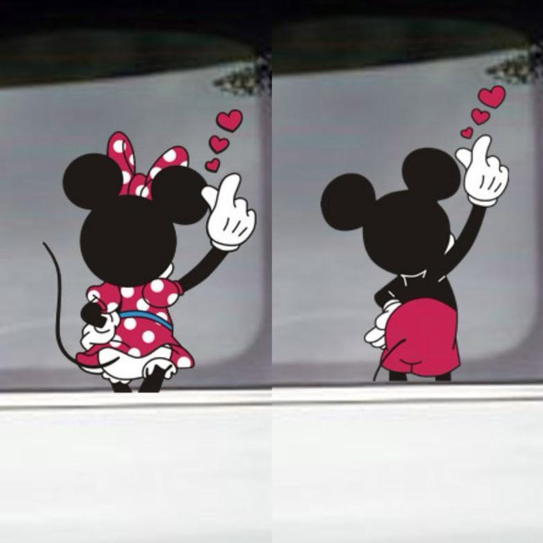 STIKER MOBIL CUTTING STICKER KACA BELAKANG KEREN UNIK LUCU  MICKEY MINNIE MOUSE COUPLE