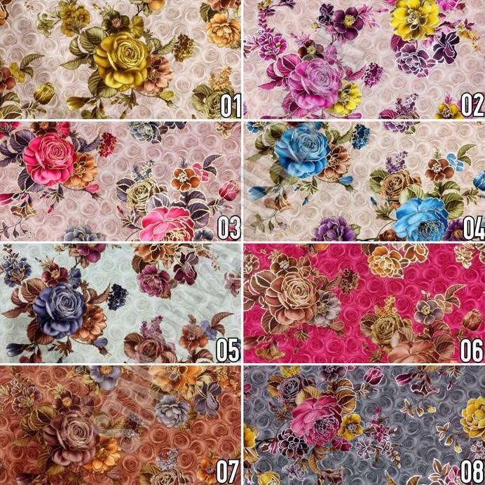 Kain Beludru Tebal Meubel Sofa / Kursi Motif Bunga Kembang - Riyan