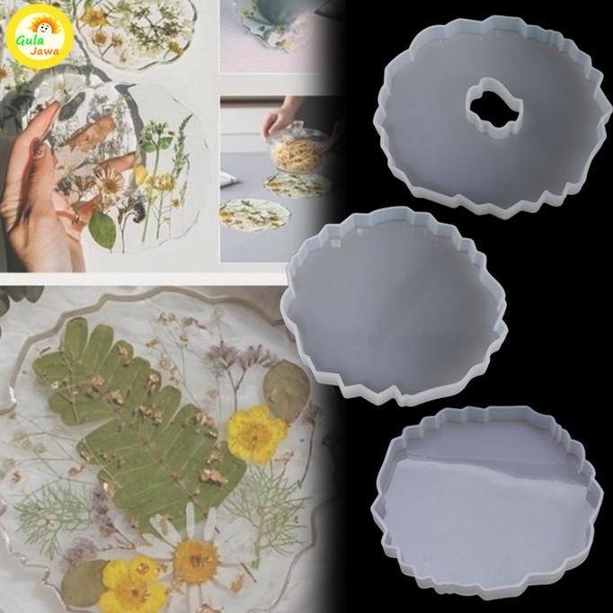 FANA Cerakan Resin Hati Cetakan Silikon Bulat Tray Resin Coaster Resin Mold