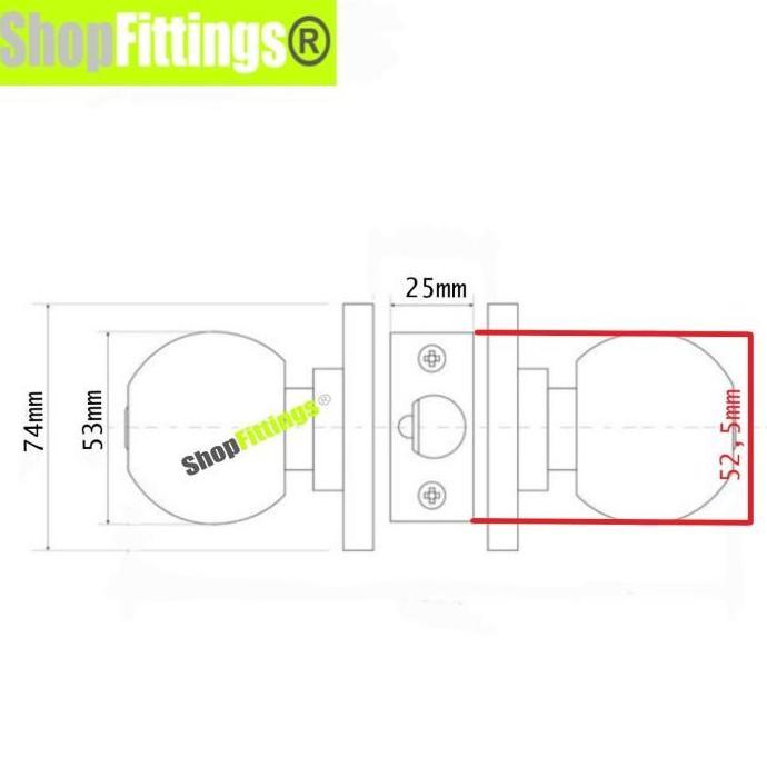 Handle Knob Cylindrical Lock Set Gagang Kunci Pintu Bulat Kamar Tidur Mandi