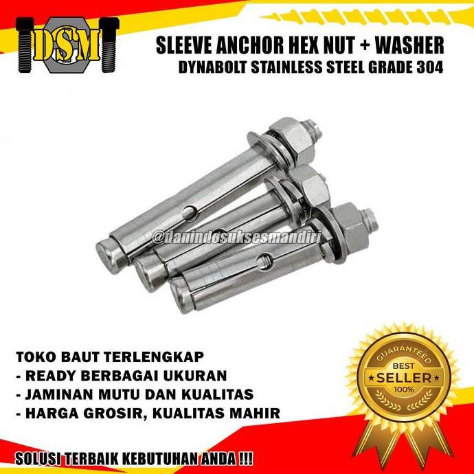 Ss 304 / Dynabolt Stainless M12X100 / Dinabolt M12 / Sleeve Anchor Bolt 10 Cm